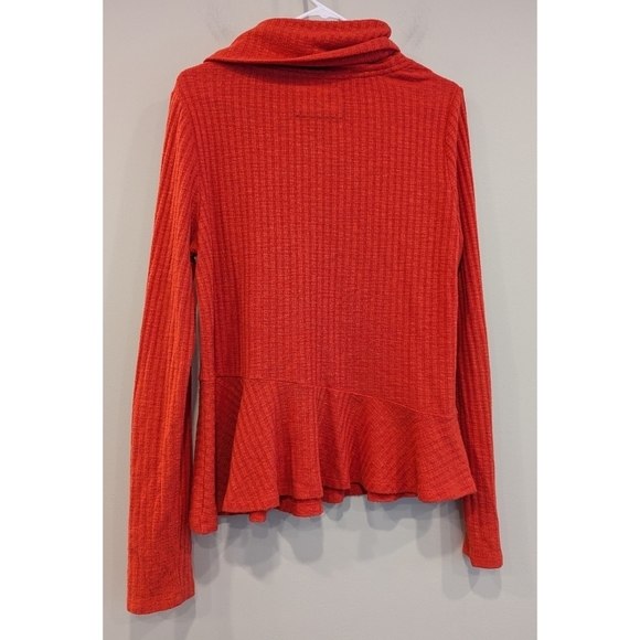 Anthropologie X Maeve Orange Ribbed Cowl Neck Top Size Large - Picture 2 of 5